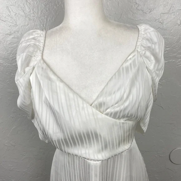 Lulus Dance After Dark White Satin Striped
Skater mini Dress Large - Picture 3 of 10